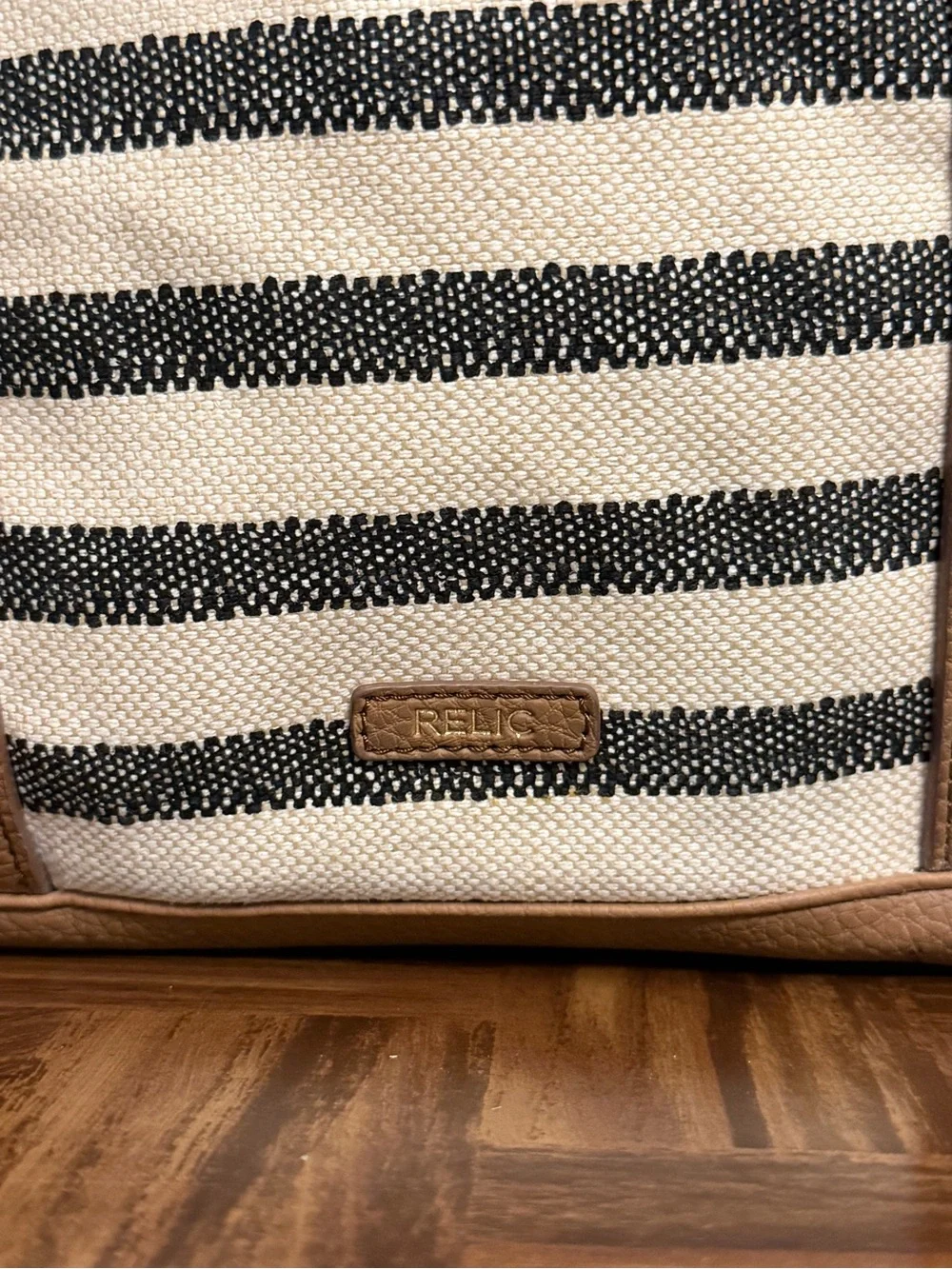 Relic by Fossil Striped Canvas Tote Handbag Purse